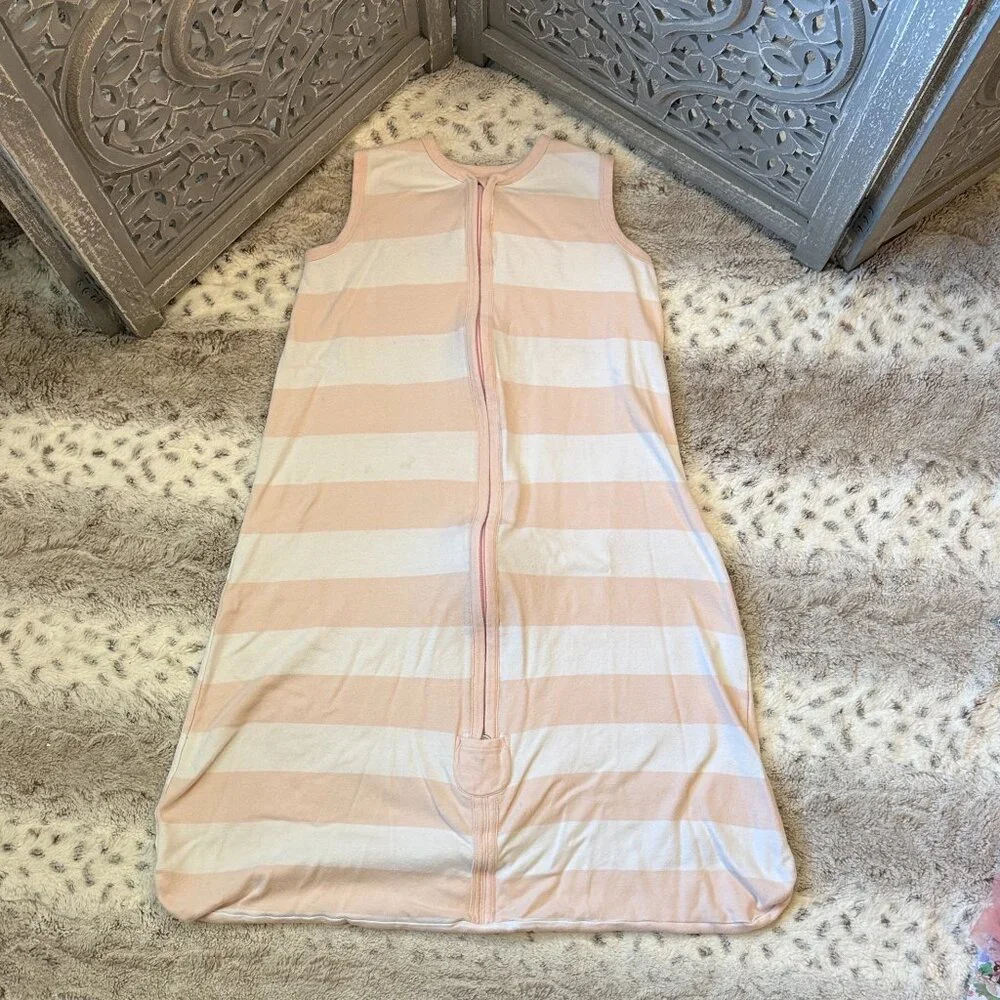 Burt's Bees Baby Beekeeper pink white striped sleepsack girls 18-24 months
